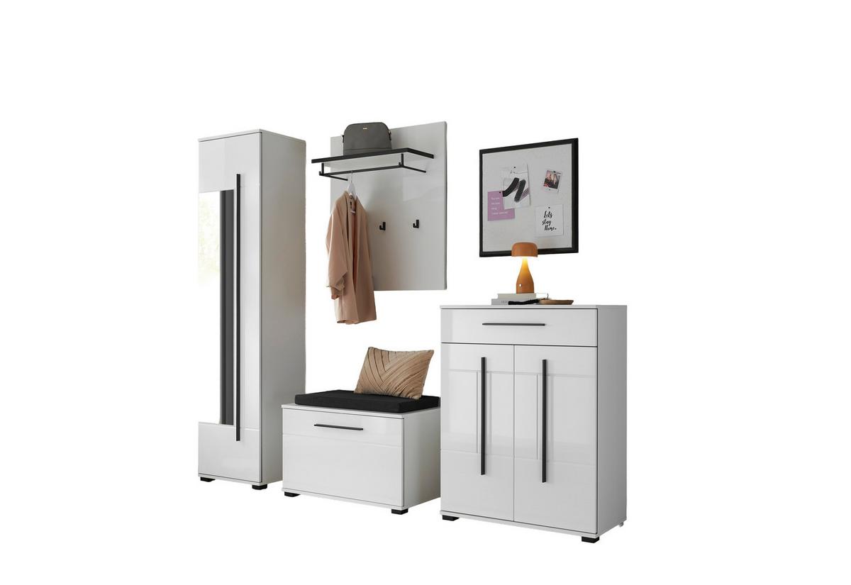 GARDEROBE Cantara Weiß/Weiß HG B: 230cm - Weiß Hochglanz/Weiß, MODERN, Holzwerkstoff (230/201/39cm) - MID.YOU