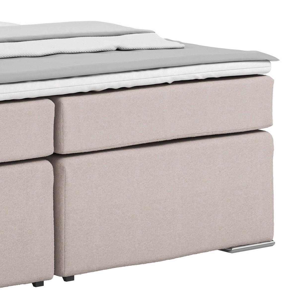 Posteľ Boxspring NERO PL: 180/200 cm, béžová - chrómová/béžová, Konventionell, kov/textil (180/200cm)