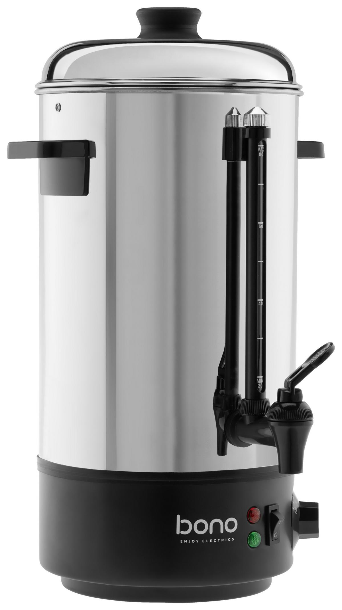 Heißgetränkespender Mit Zapfhahn 8 Liter Bis 100 Grad - Edelstahlfarben/Schwarz, Basics, Metall (33,5/58cm) - Bono