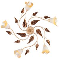 Deckenleuchte 4647/pl5 - Beige/Weiß, Natur, Glas/Metall (70/70/20cm)