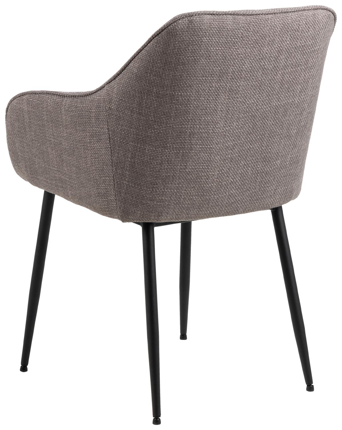 Armlehnstuhl Brooke Graubraun Gepolstert - Graubraun/Schwarz, Design, Textil/Metall (58/83/55cm) - MID.YOU