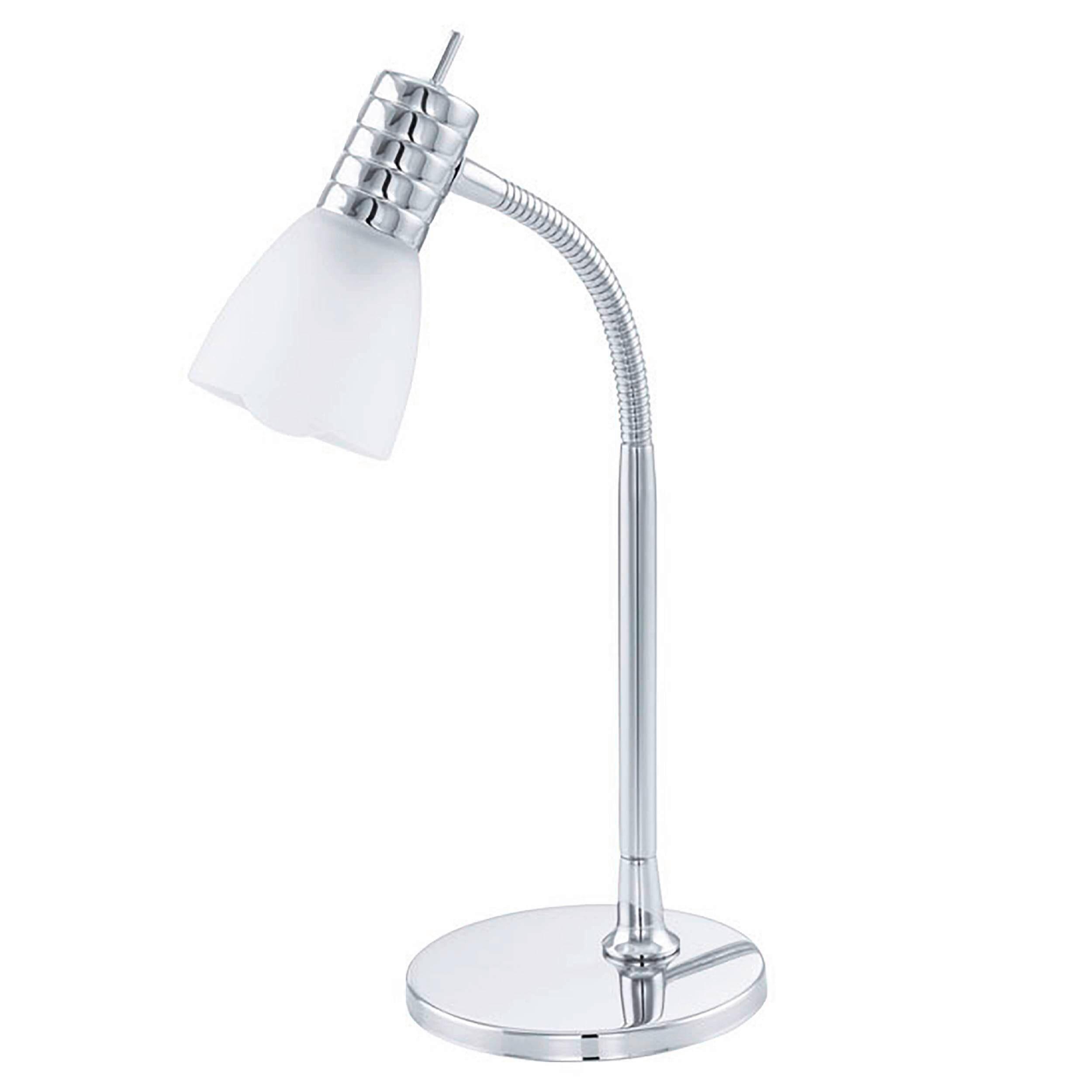Tischleuchte 13577_prince 3 - Silberfarben/Weiß, KONVENTIONELL, Glas/Metall (15/30cm) - Eglo
