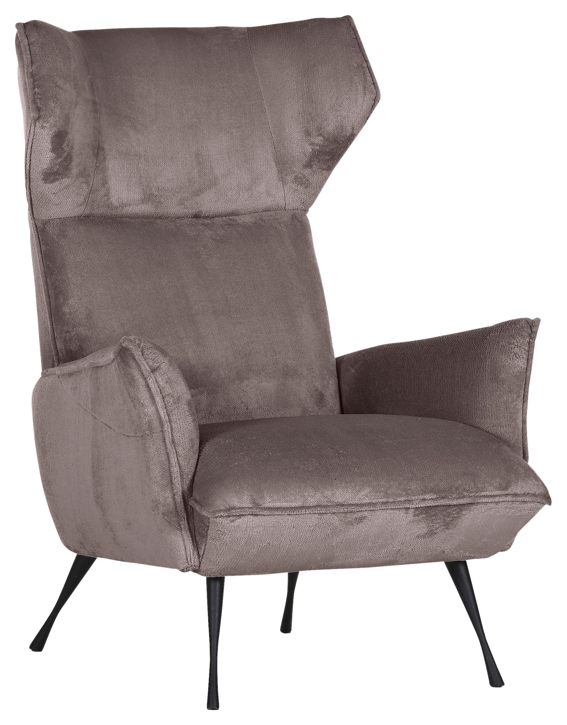 Ohrensessel Lorris - Schlammfarben/Schwarz, KONVENTIONELL, Textil (83/110/92cm) - MID.YOU