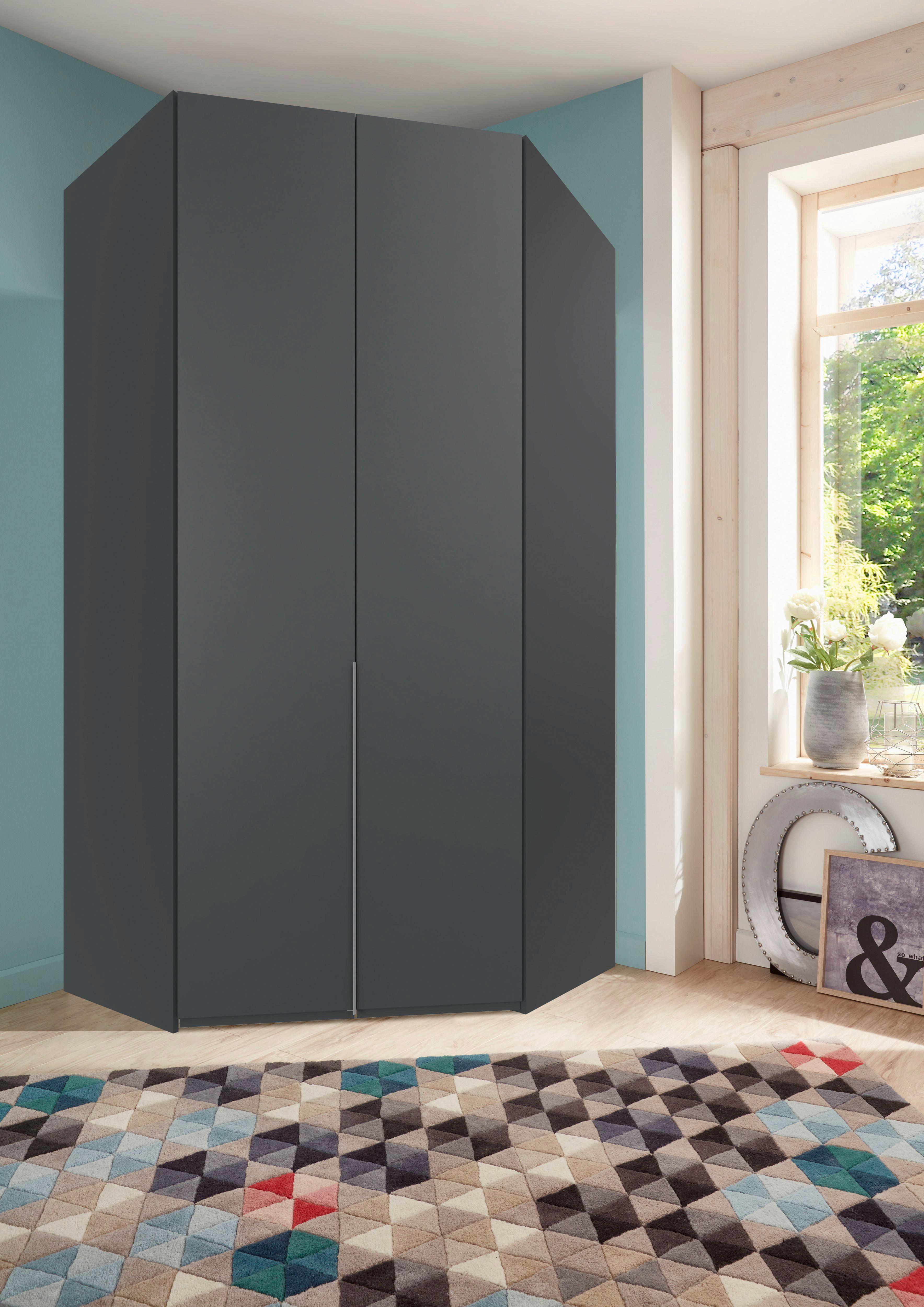 Eckkleiderschrank New York Graphitfarben B:120cm - Graphitfarben, MODERN, Holzwerkstoff (120/236/120cm) - MID.YOU