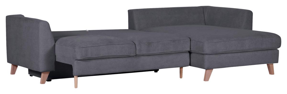 Ecksofa Rimini Dunkelgrau S: 271x165 cm - Dunkelgrau/Buchefarben, Design, Textil (271/165cm) - MID.YOU