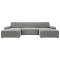 Wohnlandschaft Wien Grau U: 162x329x162 cm - Schwarz/Grau, MODERN, Textil (162/329/162cm) - Trendmanufaktur