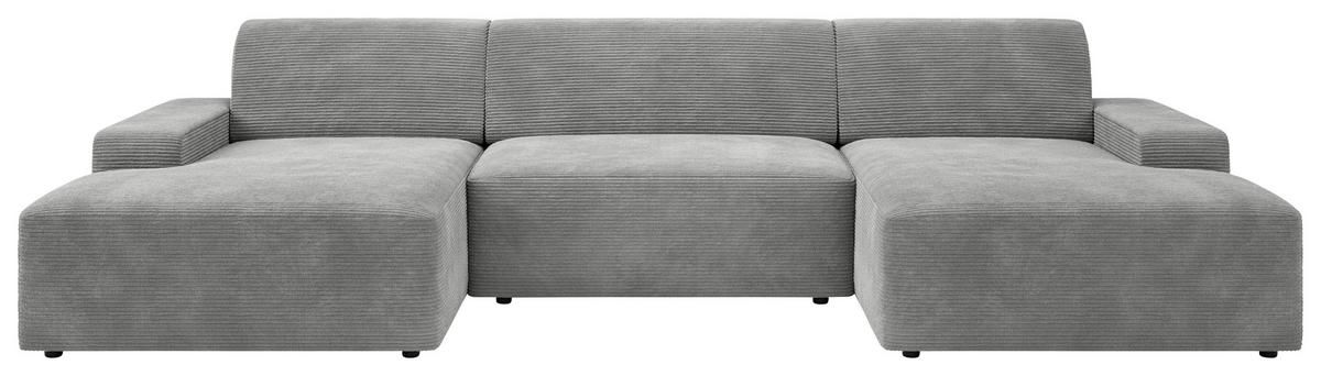 Wohnlandschaft Wien Grau U: 162x329x162 cm - Schwarz/Grau, MODERN, Textil (162/329/162cm) - Trendmanufaktur