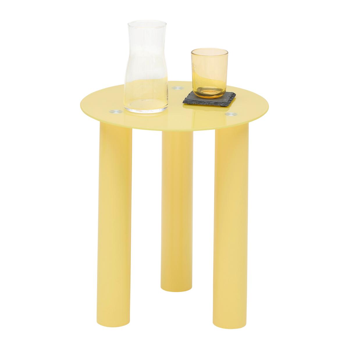 PRÍRUČNÝ STOLÍK LARGO -STUDIO- - žltá, Lifestyle, drevo/sklo (40/40/40cm) - Premium Living