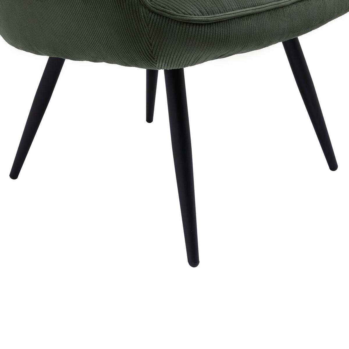 Křeslo s taburetem ALEX, zelený manšestr, max. 120 kg - černá/zelená, Moderní, kov/textil (68/100/78cm) - Mömax