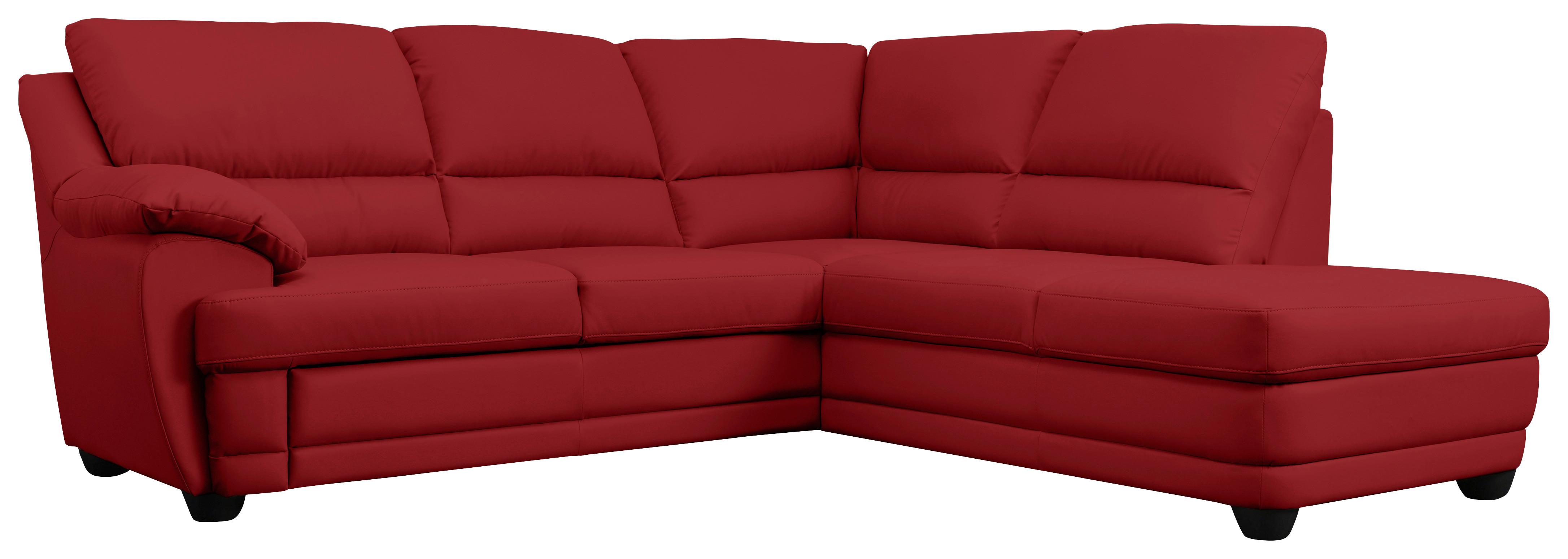 Ecksofa Nebolo Rot Lederlook - Rot, Design, Textil (245/225cm) - Livetastic