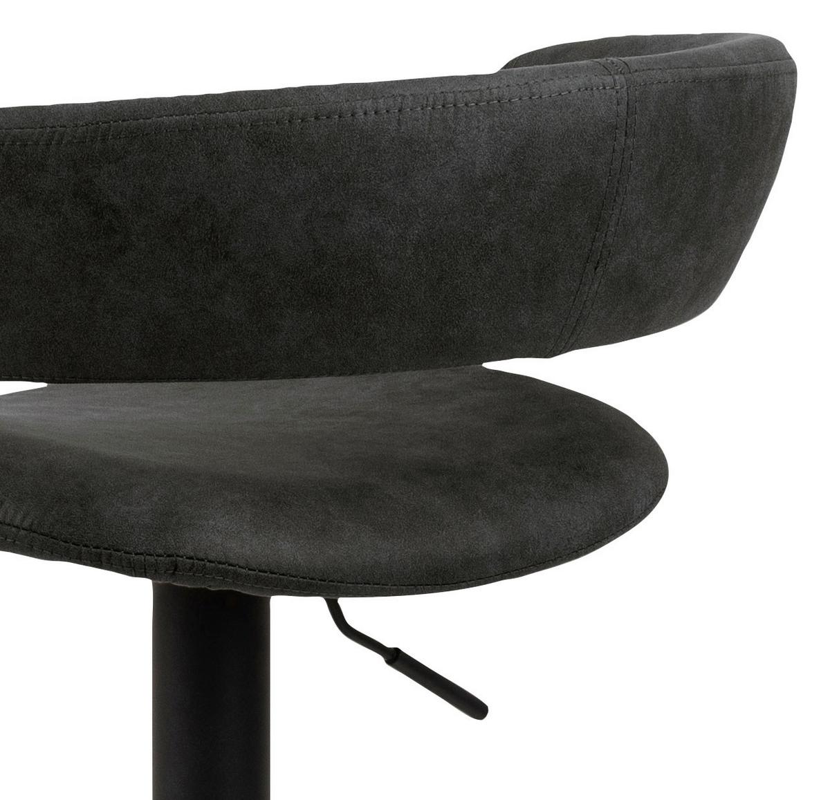 Barhocker höhenverstellbar Mit Lehne Grace Anthrazit - Anthrazit/Schwarz, Design, Textil/Metall (54/83-104/49cm) - MID.YOU