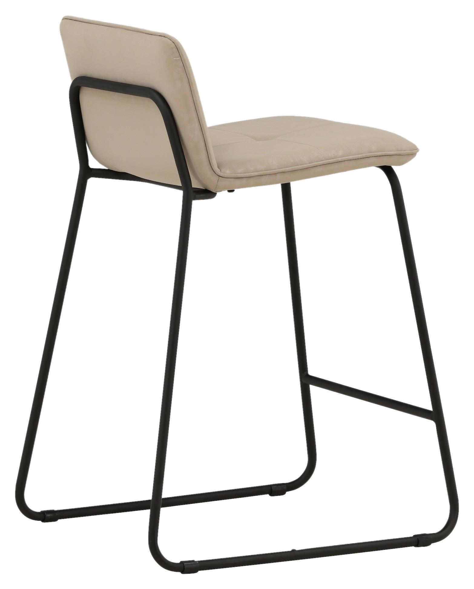 Barhocker-Set Bisbee - Beige/Schwarz, Design, Textil/Metall (41/84/50cm) - Livetastic