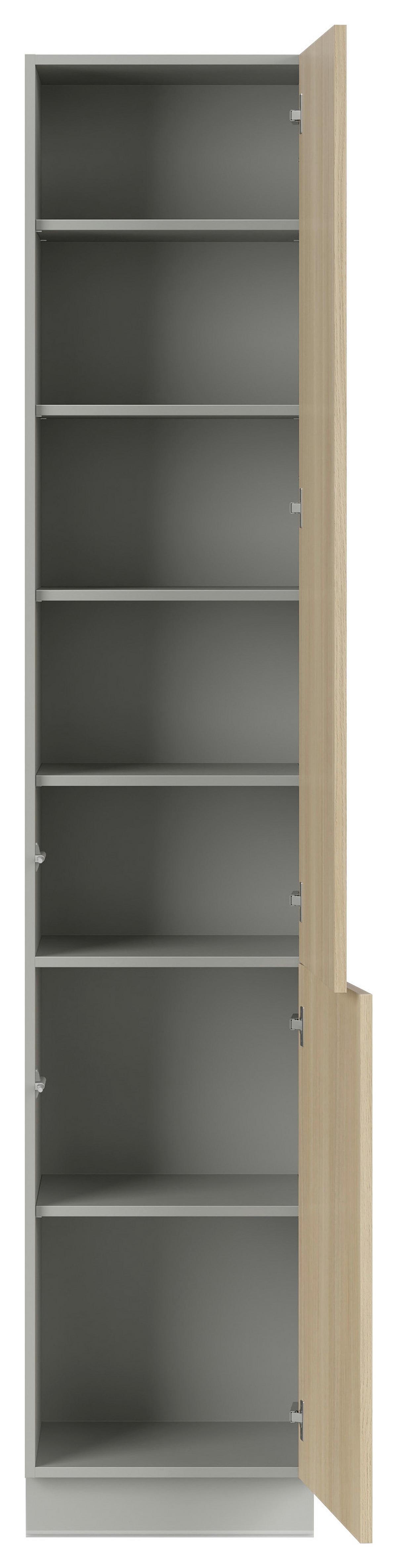 Kuchynská linka MILINO MEDIUM vrát.obkladu a LED regálu - čierna/sivá, Basics, kompozitné drevo/plast (345cm) - Visiona