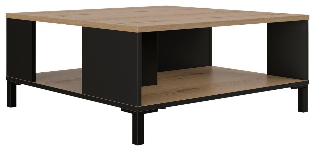 Couchtisch Trust Eiche Dekor/Schwarz, B: 81cm - Eichefarben/Schwarz, MODERN, Holzwerkstoff/Kunststoff (81/36/81cm) - MID.YOU