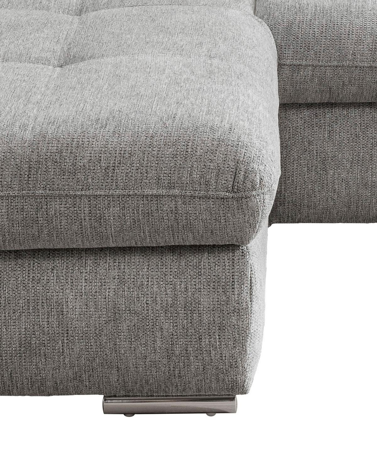 Ecksofa Mit Schlaffunktion Dalida Silberfarben Chenille - Chromfarben/Silberfarben, Design, Textil (196/300cm) - Livetastic