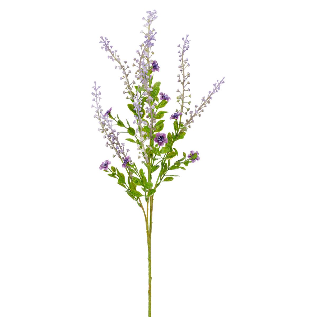 Dekozweig Phytolacca - Lila/Grün, Basics, Kunststoff/Textil (72cm)