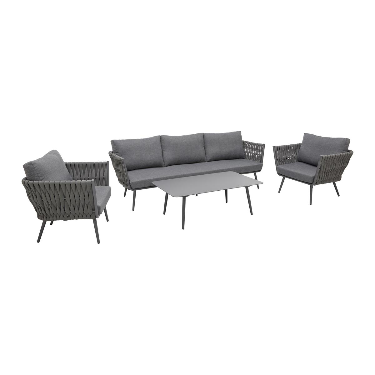 Záhradná sedacia súprava MILA - tmavosivá, Modern, kov/textil (236/69/70cm) - Bessagi Garden