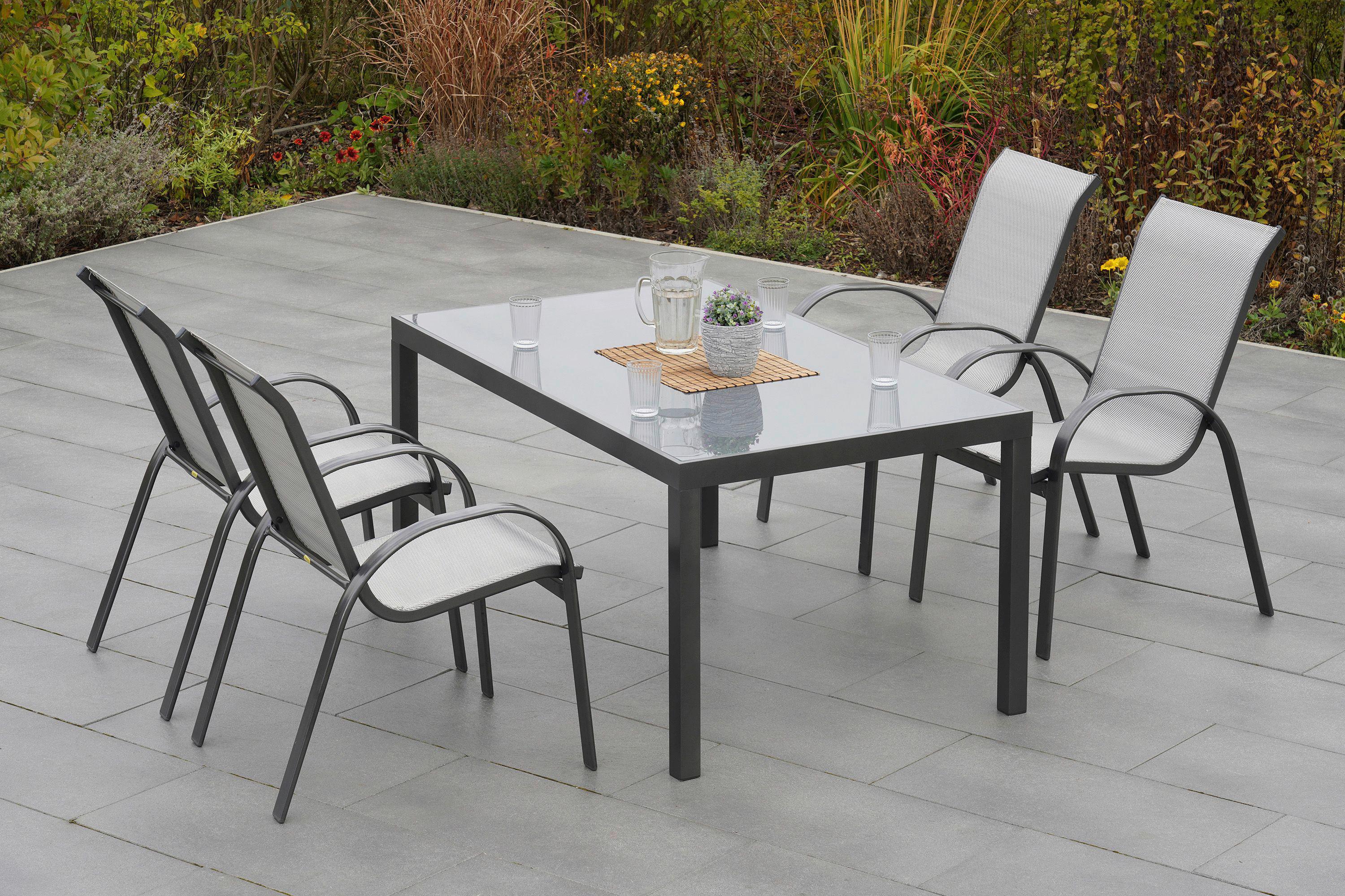 Gartensessel Stapelbar Amalfi Aluminium - Braun, MODERN, Kunststoff/Metall (56/97/76cm) - Gardenson