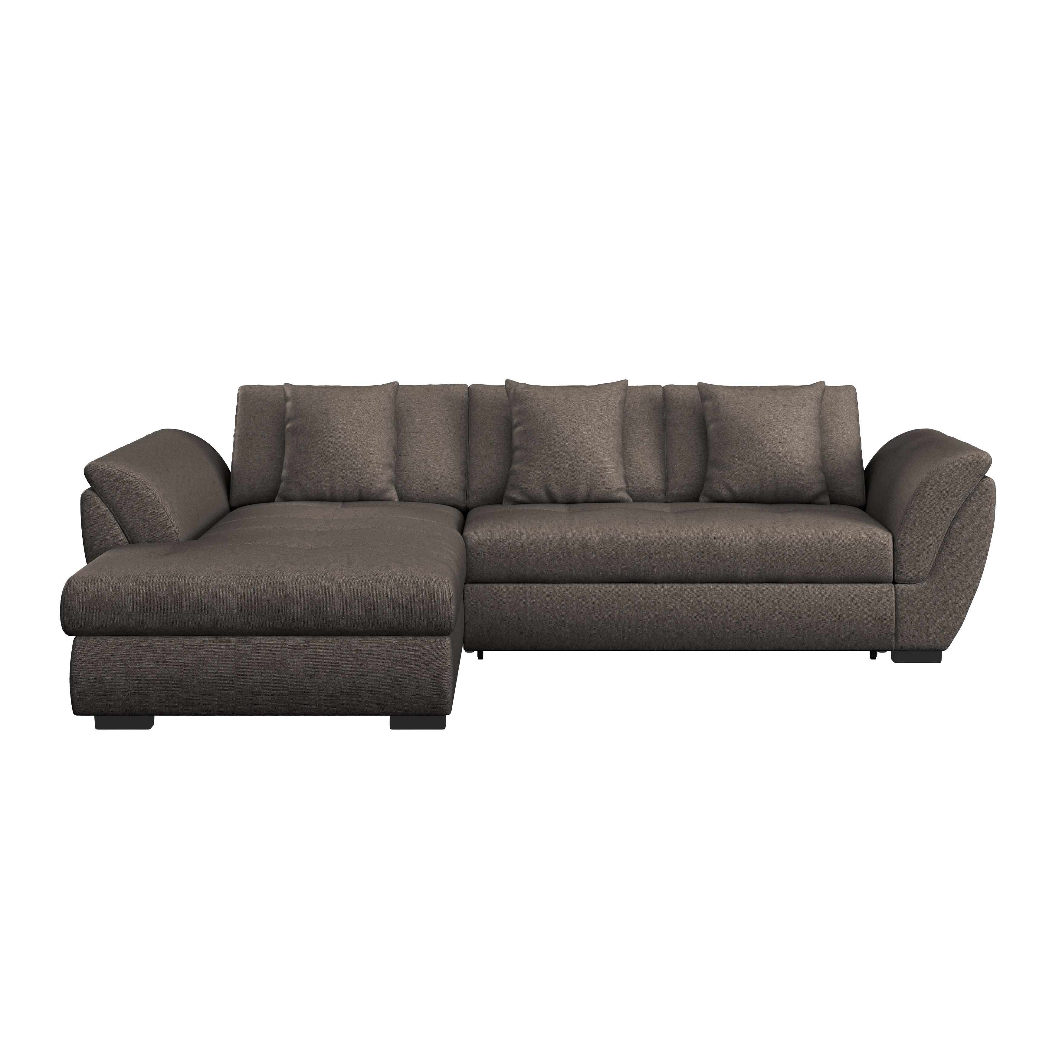 Ecksofa Mit Schlaffunktion + Bettkasten Berisso Webstoff - Braun, Design (187/278cm) - Ondega
