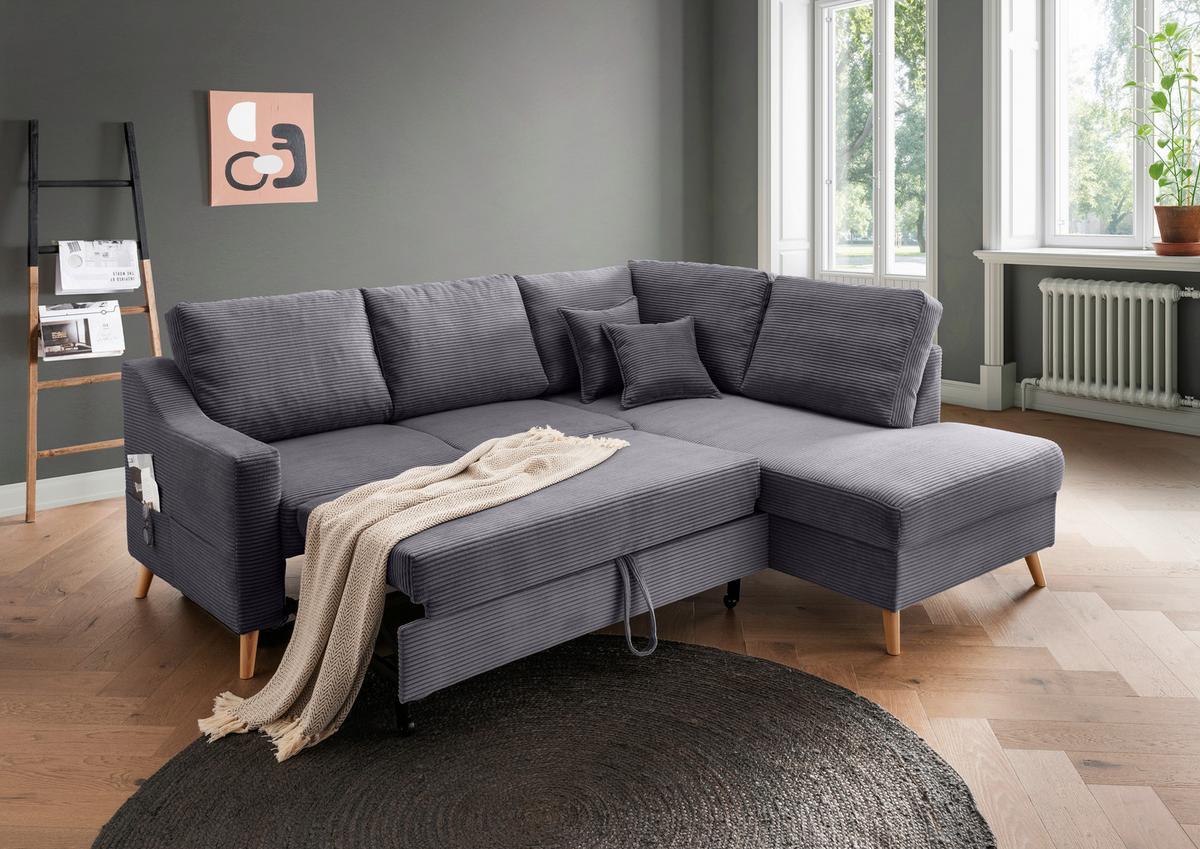 Ecksofa Valentina Grau S: 230x200 Cm - Naturfarben/Grau, MODERN, Textil (230/200cm) - Livetastic