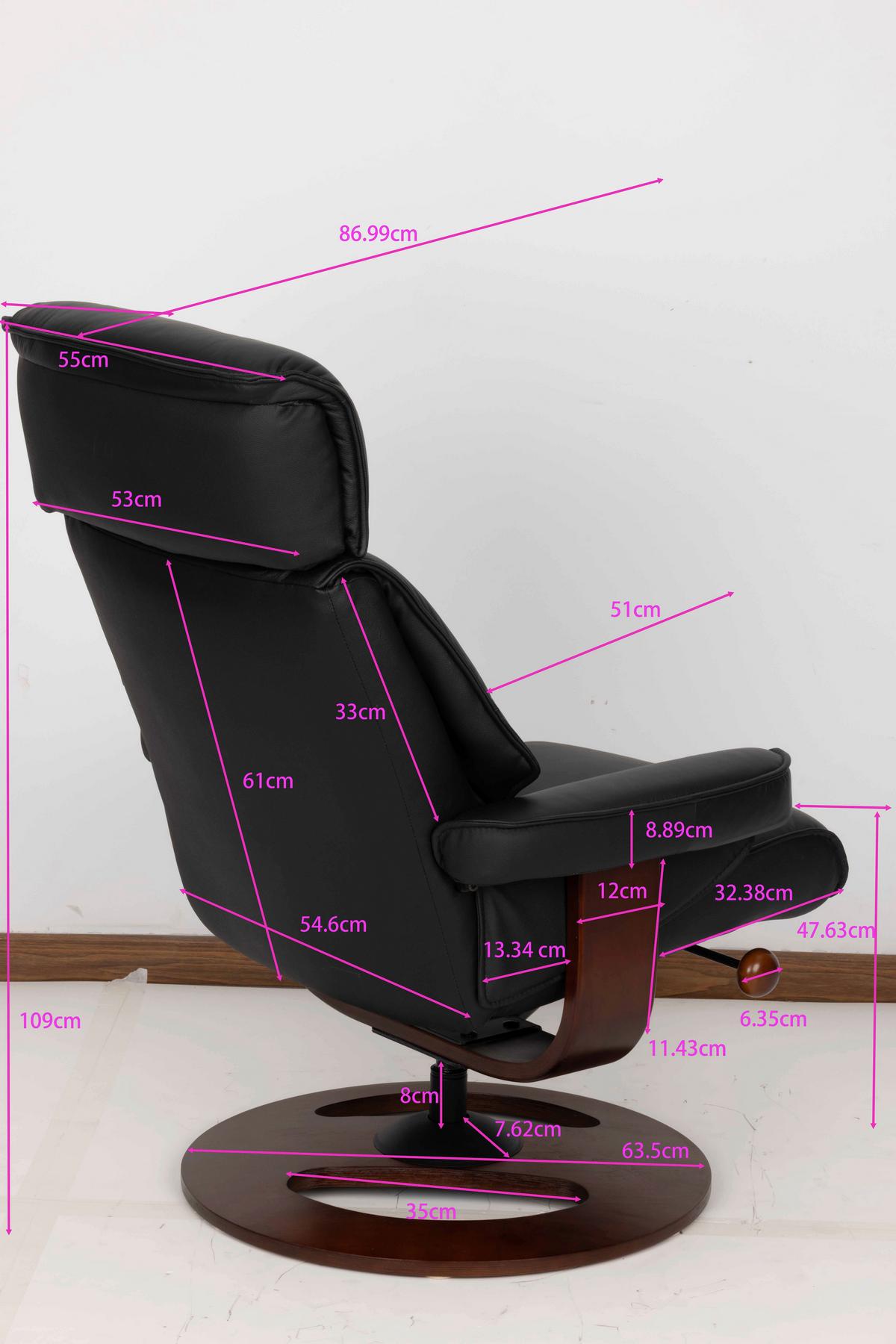 Relaxsessel Calm Schwarz B: 76 Cm - Walnussfarben/Schwarz, Basics, Leder/Holz (76/106/90cm) - Livetastic