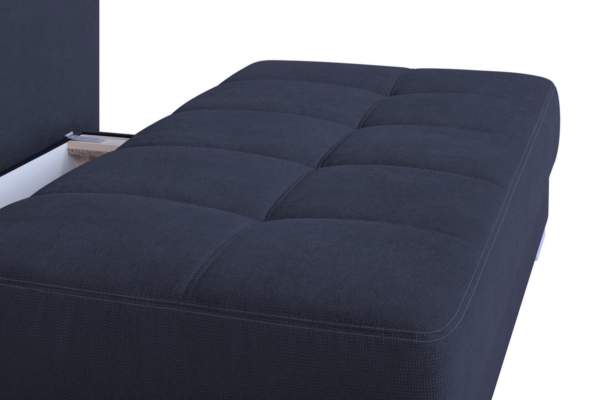 Schlafsofa mit Bettkasten Ben Dunkelblau - Chromfarben/Schwarz, Design, Holzwerkstoff/Textil (200/90/110cm) - P & B