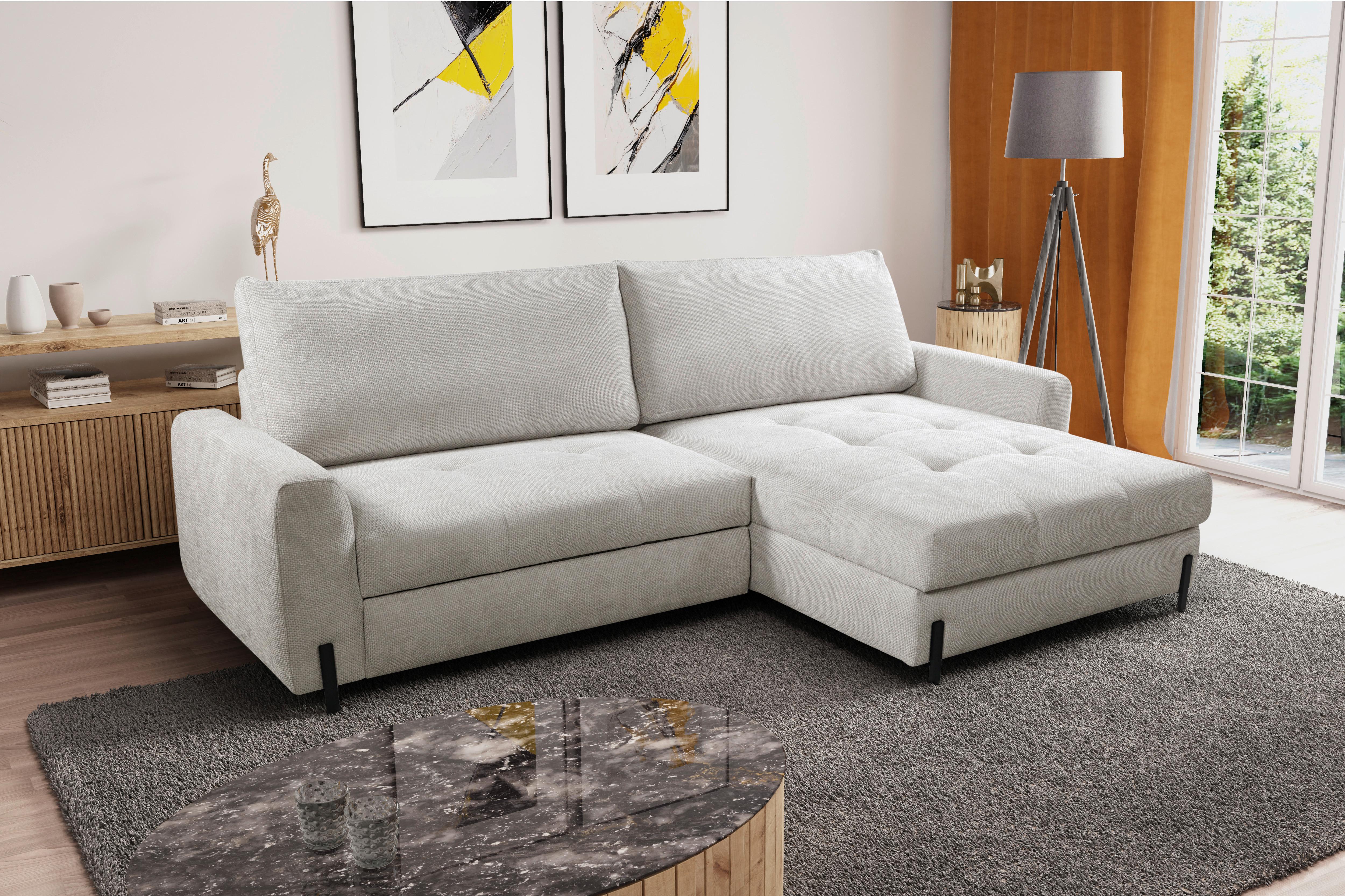 Ecksofa Naomi Beige/Schwarz, 265 cm - Beige/Schwarz, Design, Textil (265/162cm) - MID.YOU