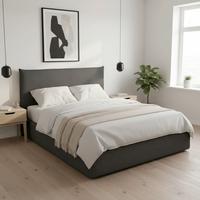 Čalouněná postel ALBA 180x200 cm, tmavě šedá - černá/tmavě šedá, Moderní, dřevo/textil (180/200cm) - Bessagi Home