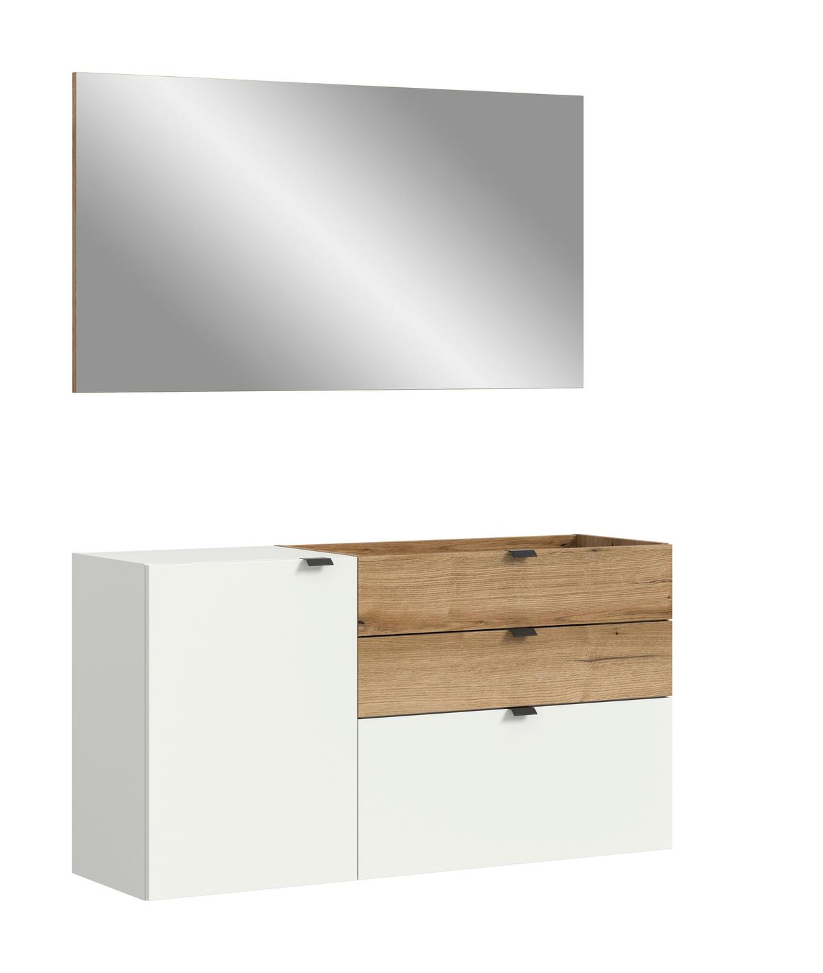 Garderobe Naro Weiß /Eiche dunkel Dekor B: 120cm - Eiche dunkel/Weiß, Design, Holzwerkstoff (120/194/37cm) - Livetastic