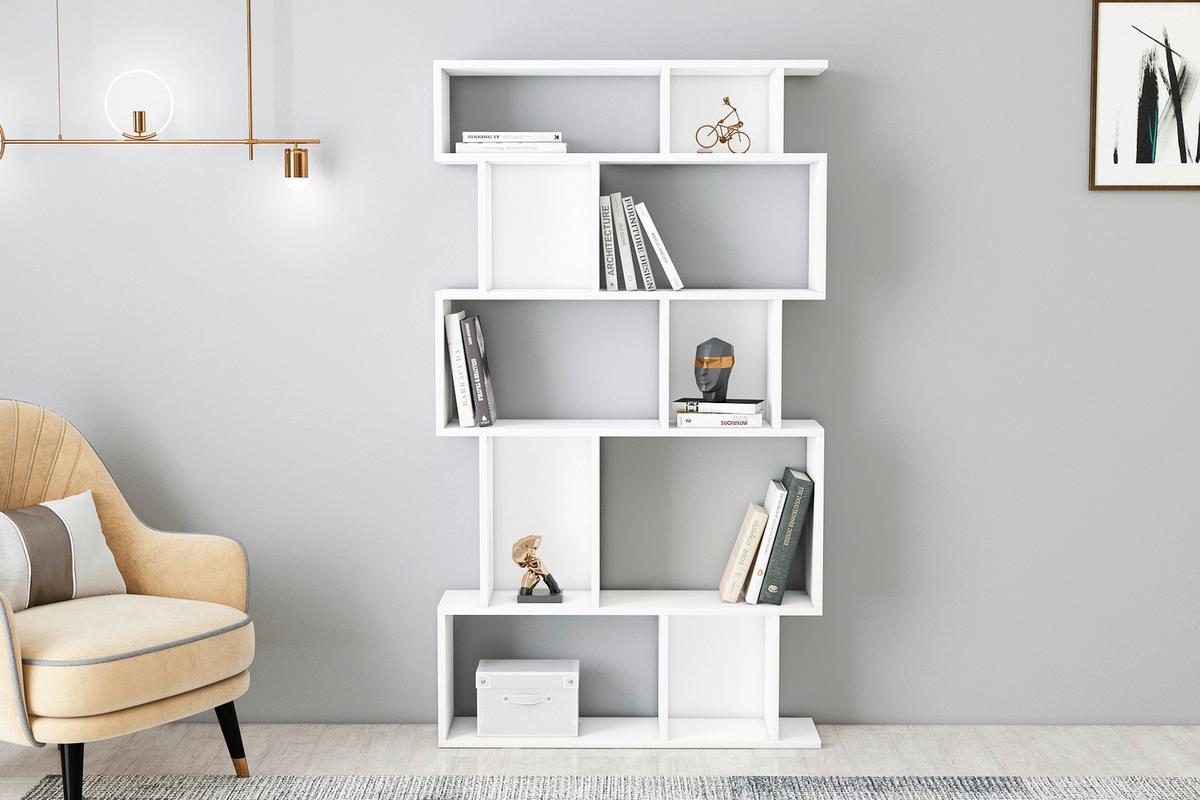 Wandregal Eros Standregal Weit - Weiß, Design, Holzwerkstoff (90/160/22cm) - Livetastic
