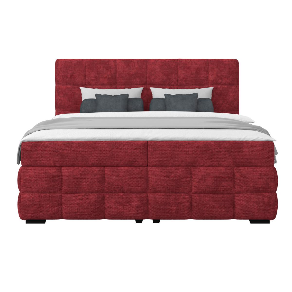 Čalouněná postel VEGA 180x200 cm, vínově červená - černá/vínově červená, Trend, dřevo/textil (180/200cm)