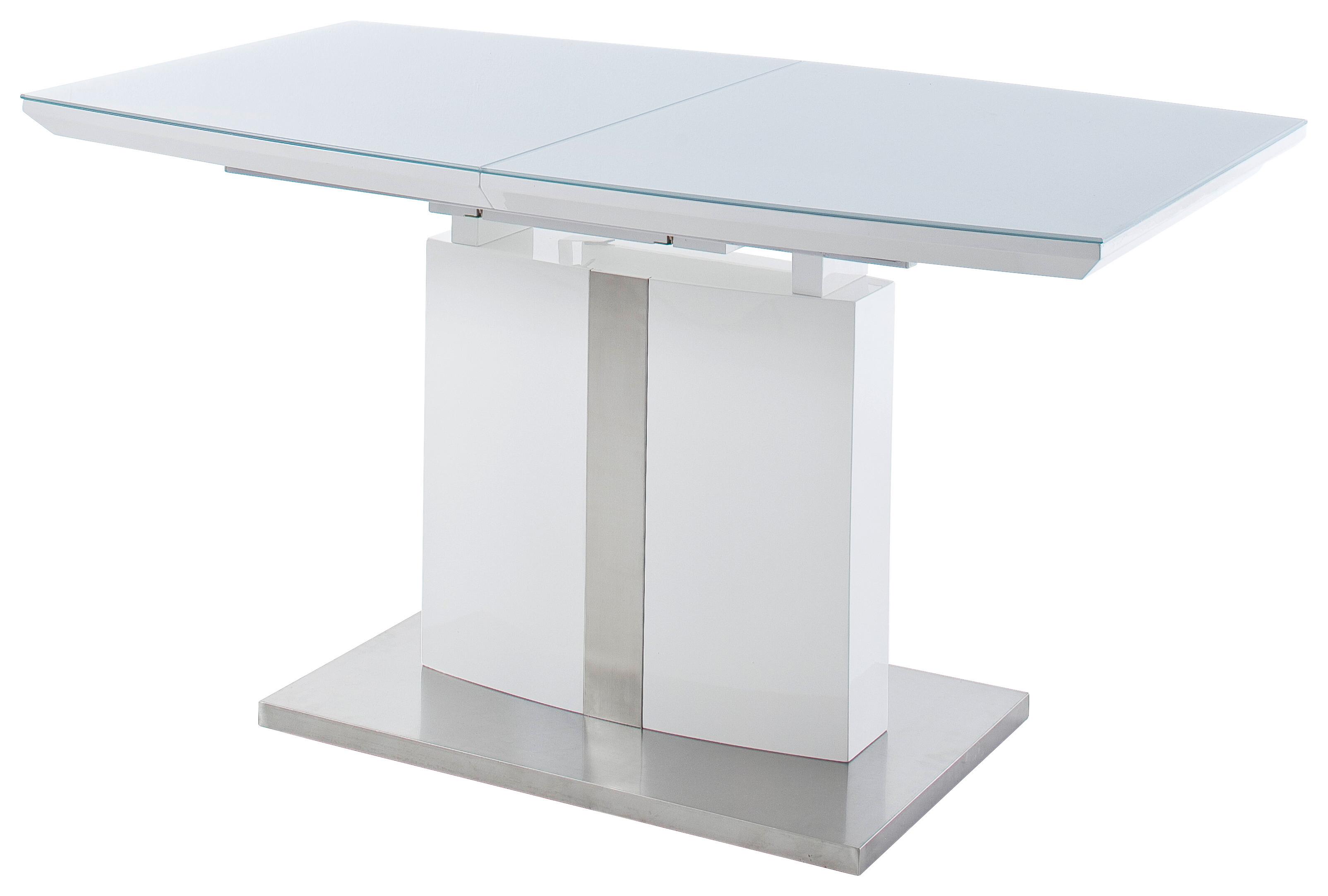 Esstisch Ausziehbar Najuma 140-180x80 Cm Weiß - Weiß, Design, Glas/Holzwerkstoff (140-180/80/76cm) - Livetastic