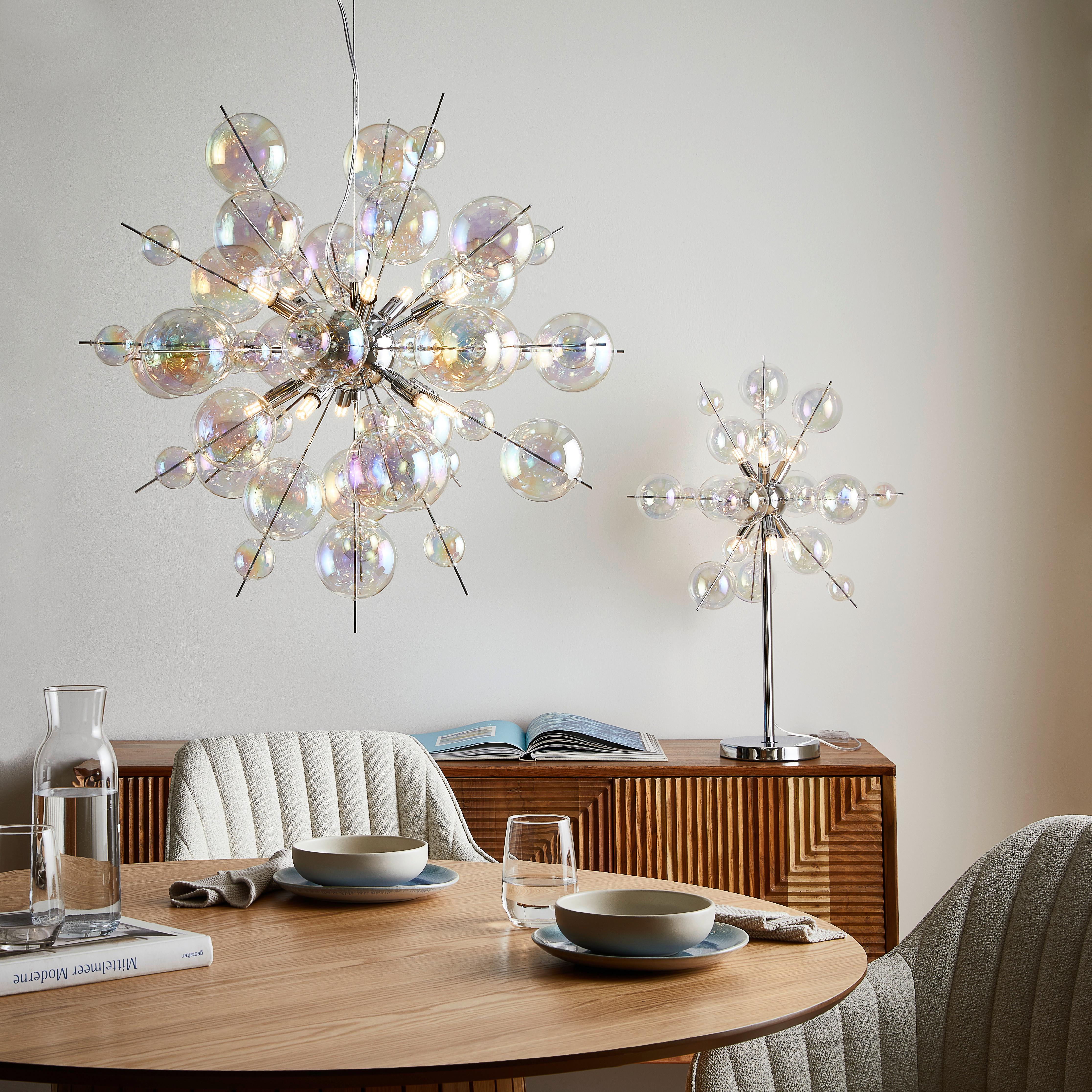 Hängeleuchte Explosion H:150cm 10-Flammig, Glas/metall - Chromfarben, Trend, Glas/Metall (65/150cm) - Näve