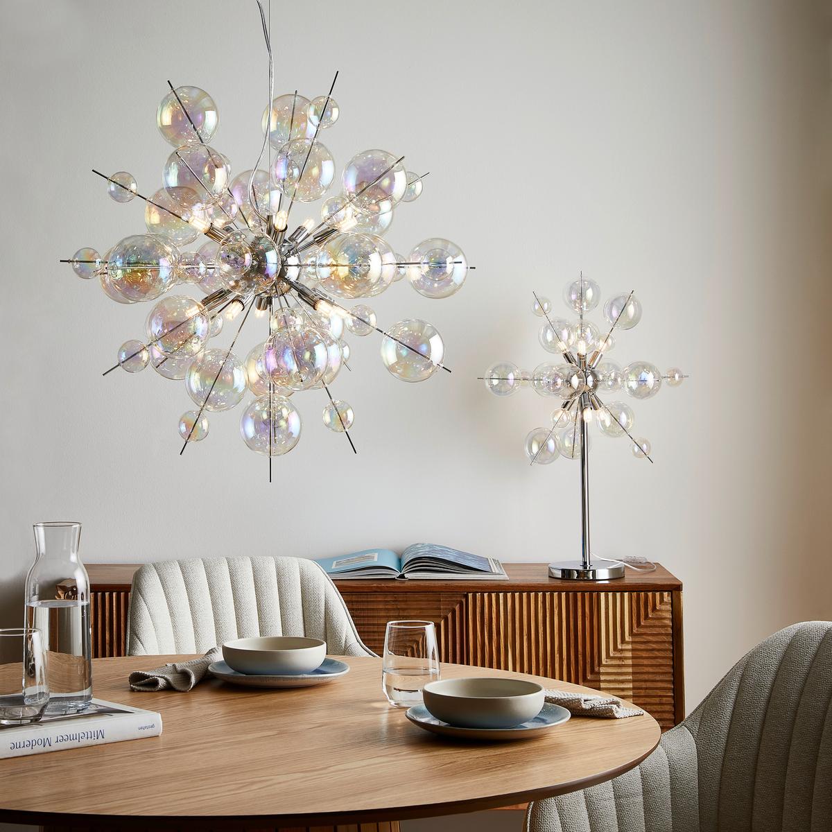 Hängeleuchte Explosion H:150cm 10-Flammig, Glas/Metall - Chromfarben, Trend, Glas/Metall (65/150cm) - Näve