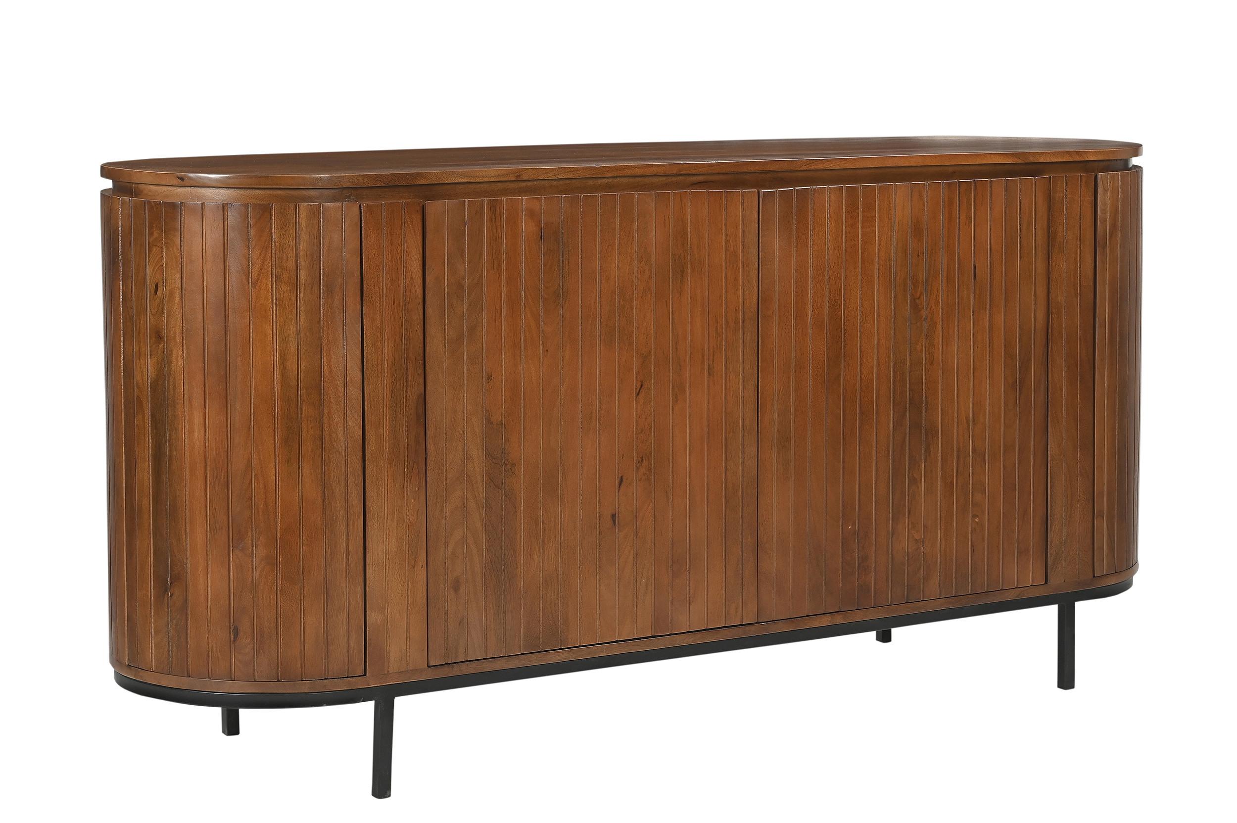 Sideboard Mangoholz/Schwarz B: 170cm - Schwarz/Naturfarben, Design, Holz/Metall (170/80/45cm) - MID.YOU