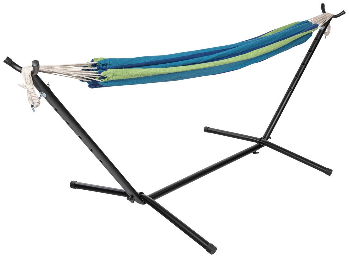 Hängematte mit Gestell Multicolor - Multicolor/Schwarz, Basics, Textil/Metall (270/120/115cm)
