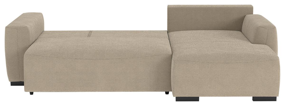Ecksofa mit Bettfunktion Giro Cord braun, B: 252cm - Schwarz/Braun, Trend, Textil (252/86/170cm)