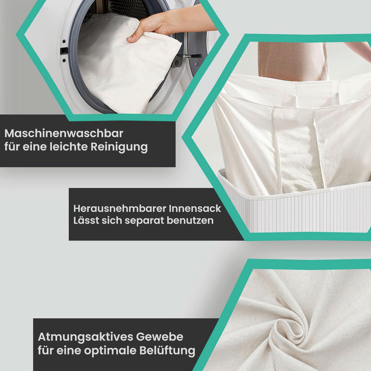 Wäschekorb Weiß B: 60 Cm - Weiß, Basics, Naturmaterialien/Textil (60/61,5/40cm)