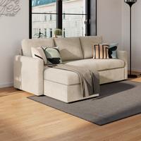 Ecksofa mit Schlaffunktion & Bettkasten Paris Beige - Beige, Basics, Holz/Holzwerkstoff (215/145cm)