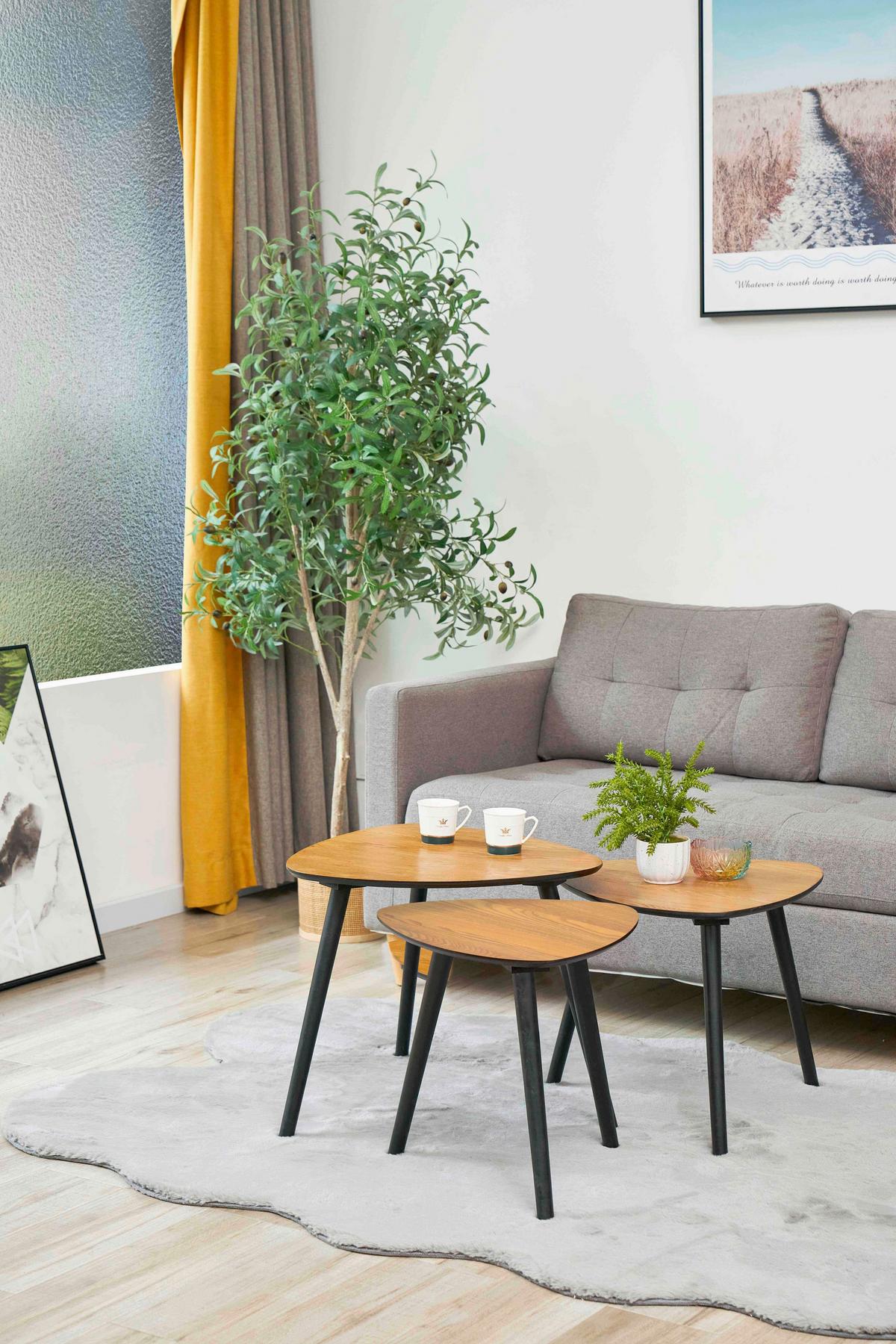 Beistelltisch Naturfarben/Schwarz B: 50 cm - Schwarz/Naturfarben, Design, Holz/Holzwerkstoff (50/50/40cm) - Livetastic