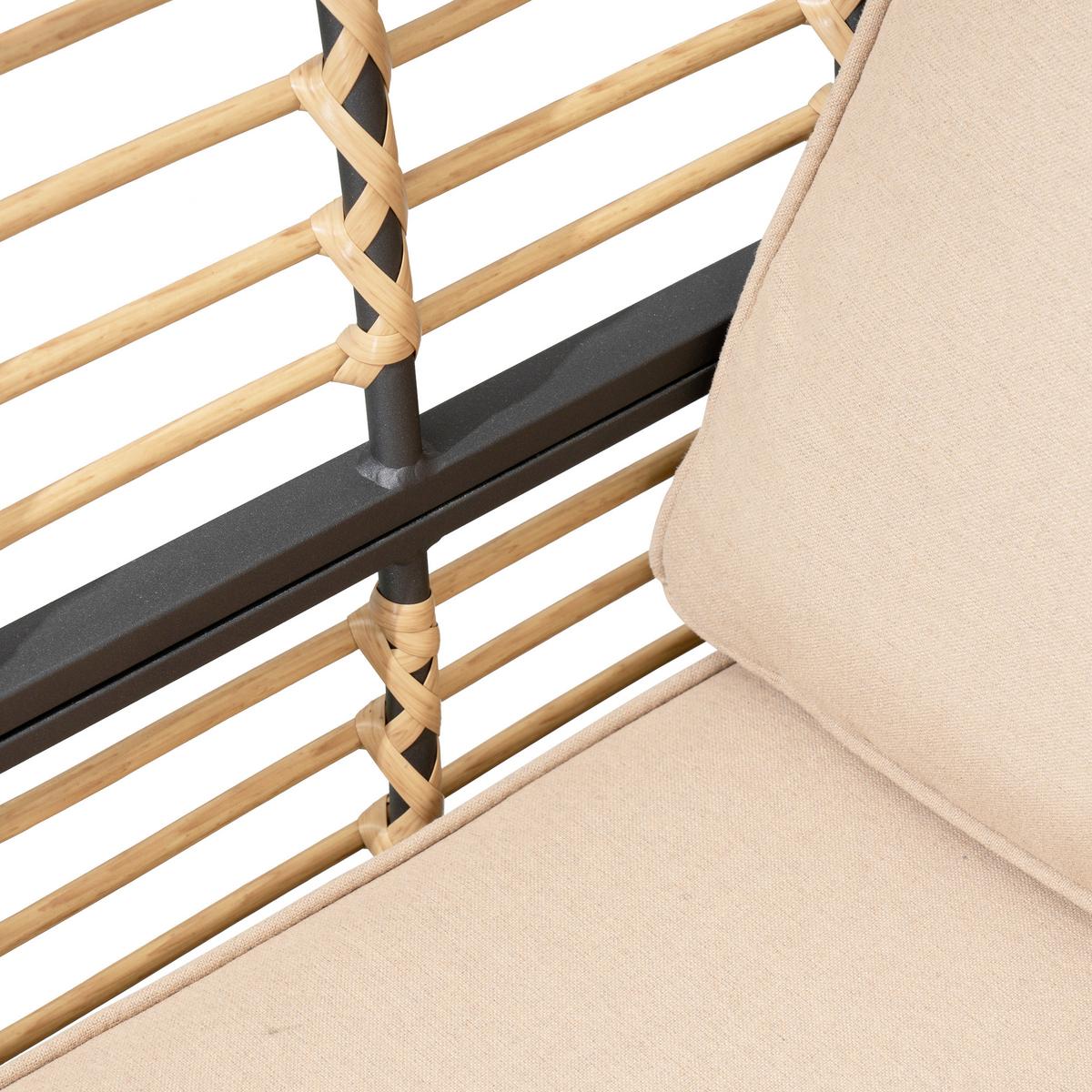 Loungesessel Paros - Anthrazit/Beige, Basics, Kunststoff/Textil (72/154/83cm) - Gardenson