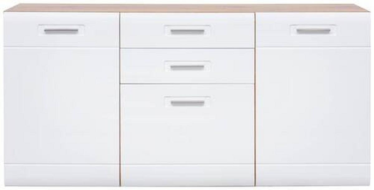 Wohnkombination 4-Tlg. Auris, Weiß/Eiche Dekor - Eichefarben/Weiß, MODERN, Glas/Holzwerkstoff (283,2/204,2/43,1cm) - Luca Bessoni