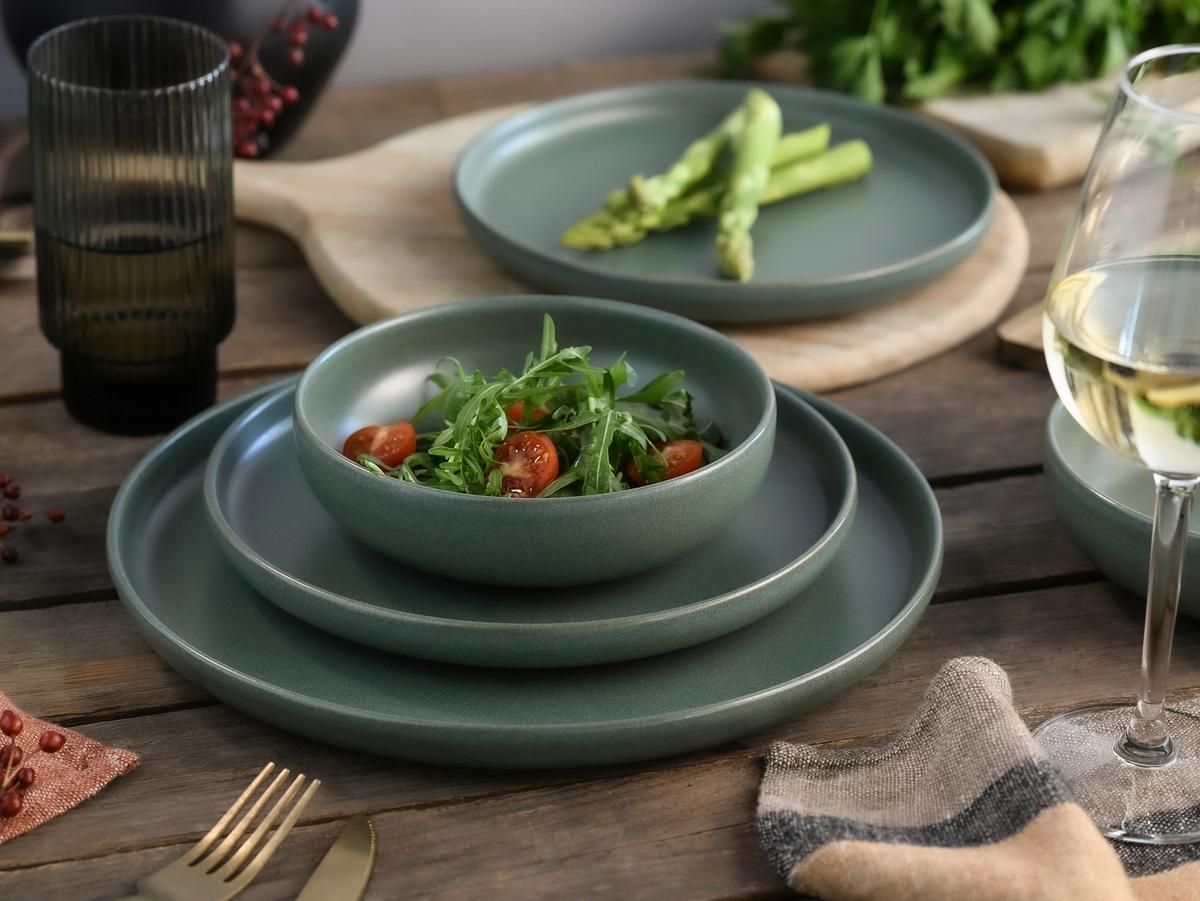 Tafelservice Uno Salbei Steinzeug, 12 -Teilig. - Salbeigrün, Basics, Keramik - Creatable