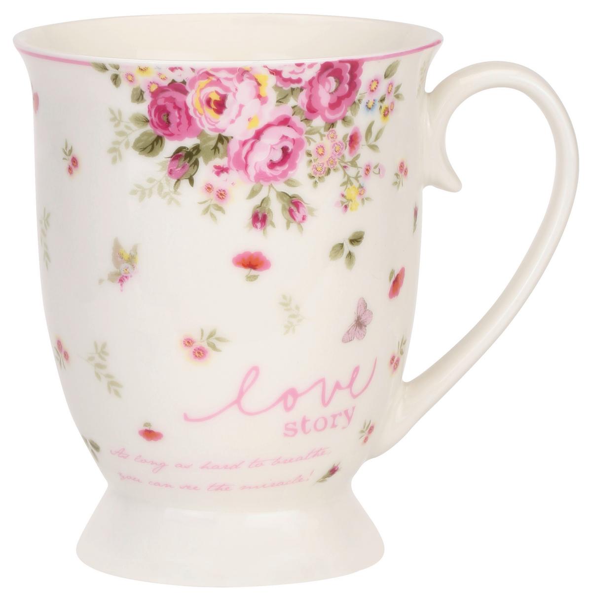 Kávésbögre Mirabella - rózsaszín/fehér, Romantik / Landhaus, kerámia (9,8/6,6cm) - James Wood