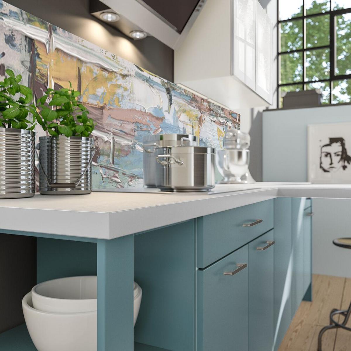 Einbauküche Pn 80 Frei Planbar Modernes Design - Blau/Weiß, Holzwerkstoff - Pino