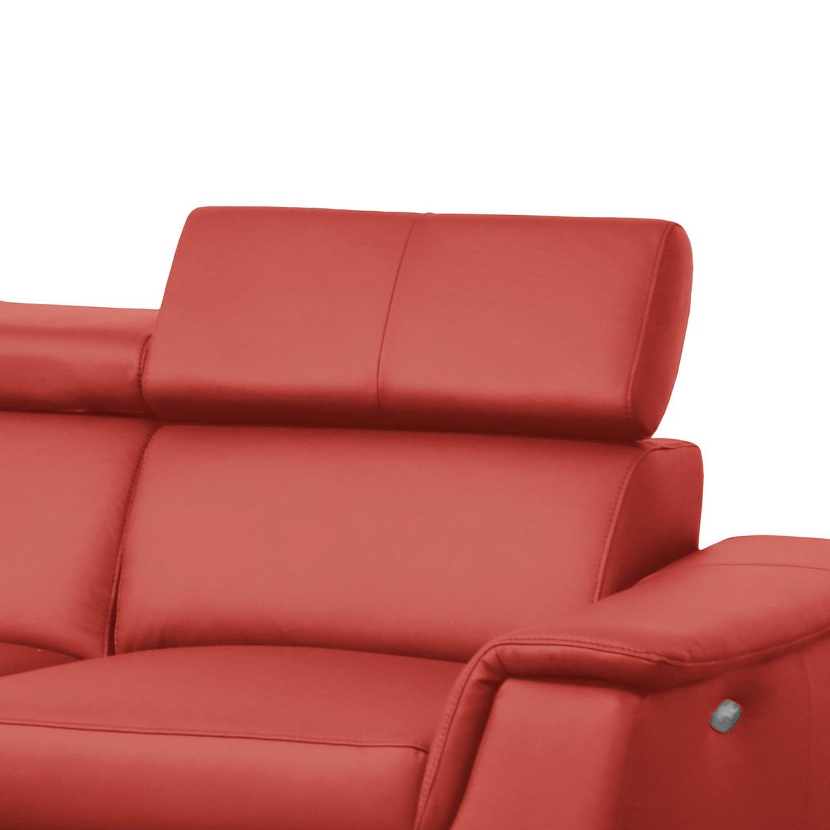 Ecksofa Lince Rot S: 197x257 Cm - Chromfarben/Rot, Design, Leder/Textil (197/257cm) - Livetastic