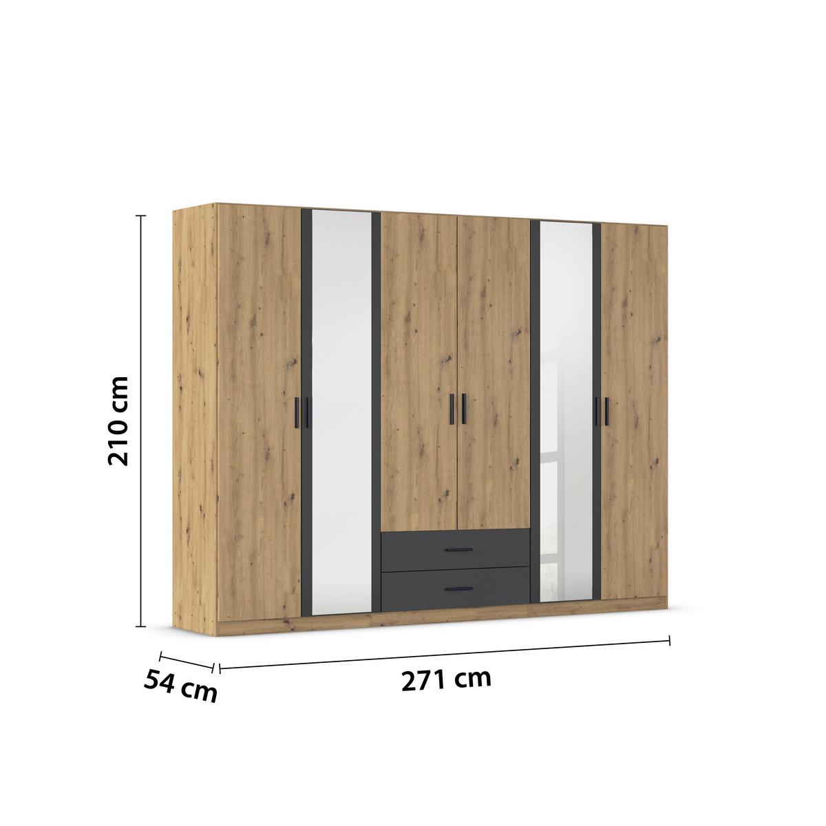 Kleiderschrank Despina - Eichefarben/Eiche Artisan, KONVENTIONELL, Holzwerkstoff (271/210/54cm)
