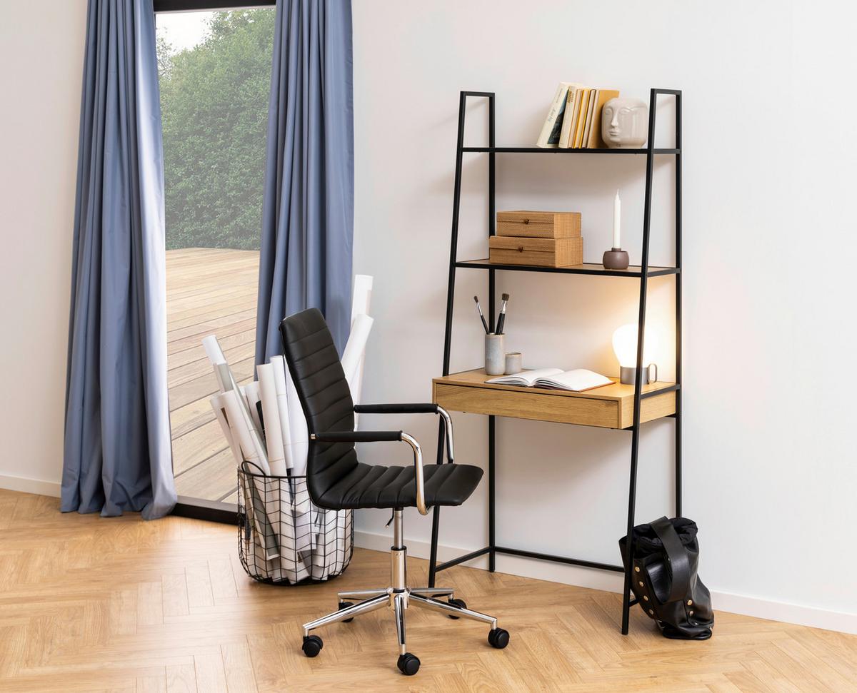 Drehstuhl Winslow - Chromfarben/Schwarz, MODERN, Leder/Kunststoff (51/103/58cm) - MID.YOU