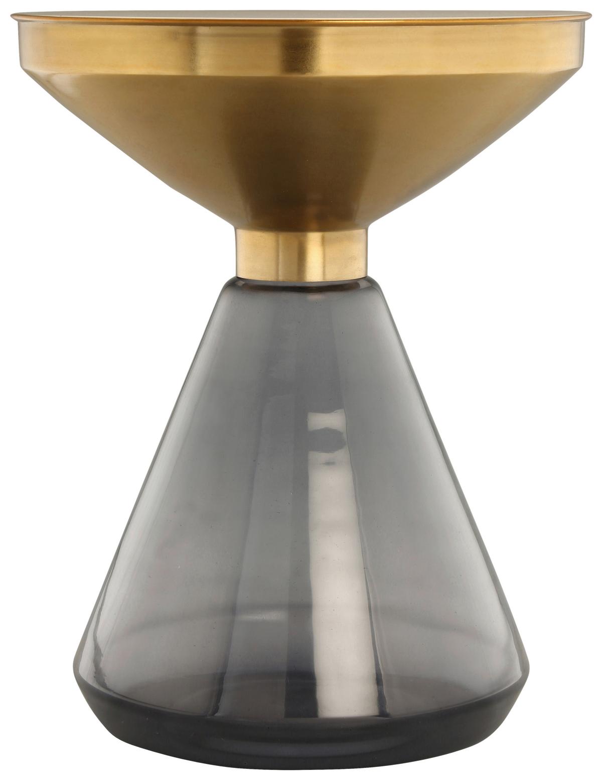 Beistelltisch  Roman 325 Grau/Goldfarben D: 41,5 cm - Goldfarben/Grau, Design, Glas/Metall (41,5/53cm) - Kayoom