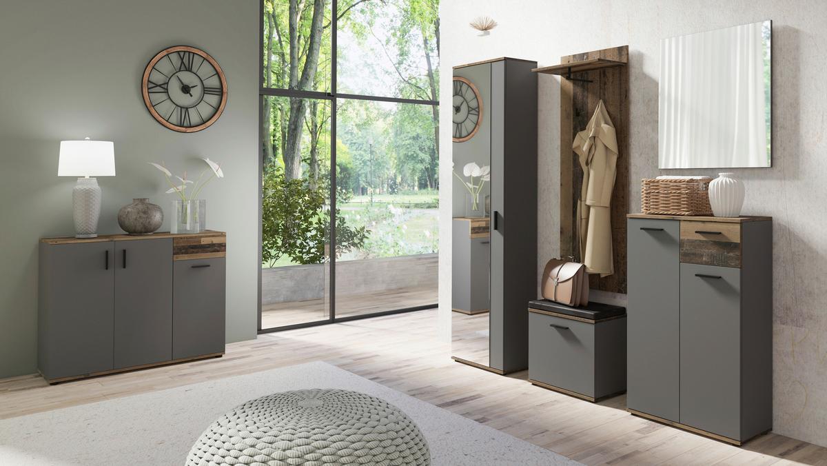 Wandpaneel Jakob Alteiche Dekor/Schwarz B: 48cm - Alteiche/Schwarz, LIFESTYLE, Holzwerkstoff (48/140/28cm) - MID.YOU